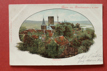 Ansichtskarte AK Gruß aus Blankenstein Ruhr 1903 Panorama Häuser Burg Architektur Ortsansicht NRW